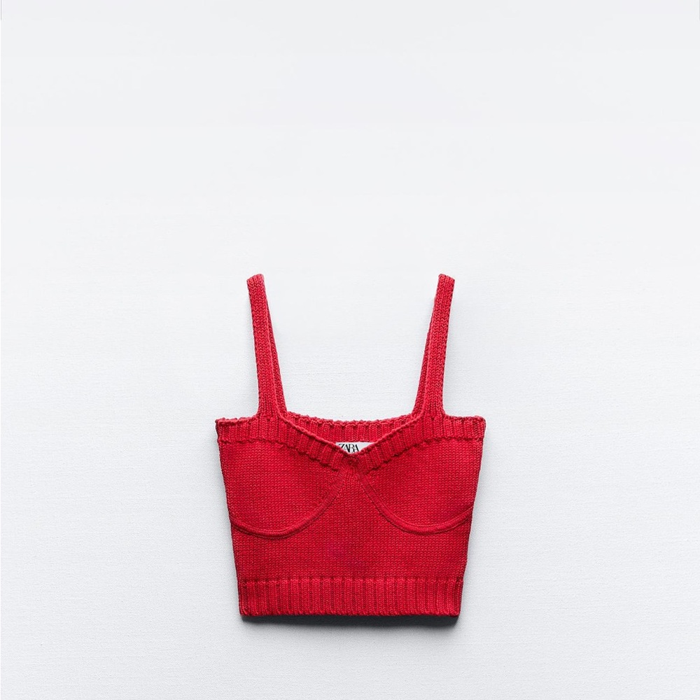 Zara Red Knit Crop Top